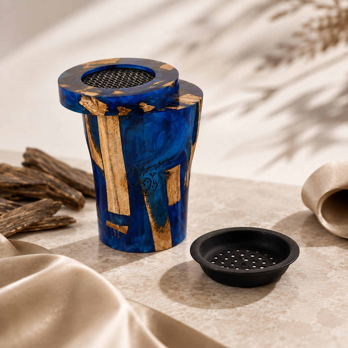 Luxury Resin & Wood Burner | Blue | 9"