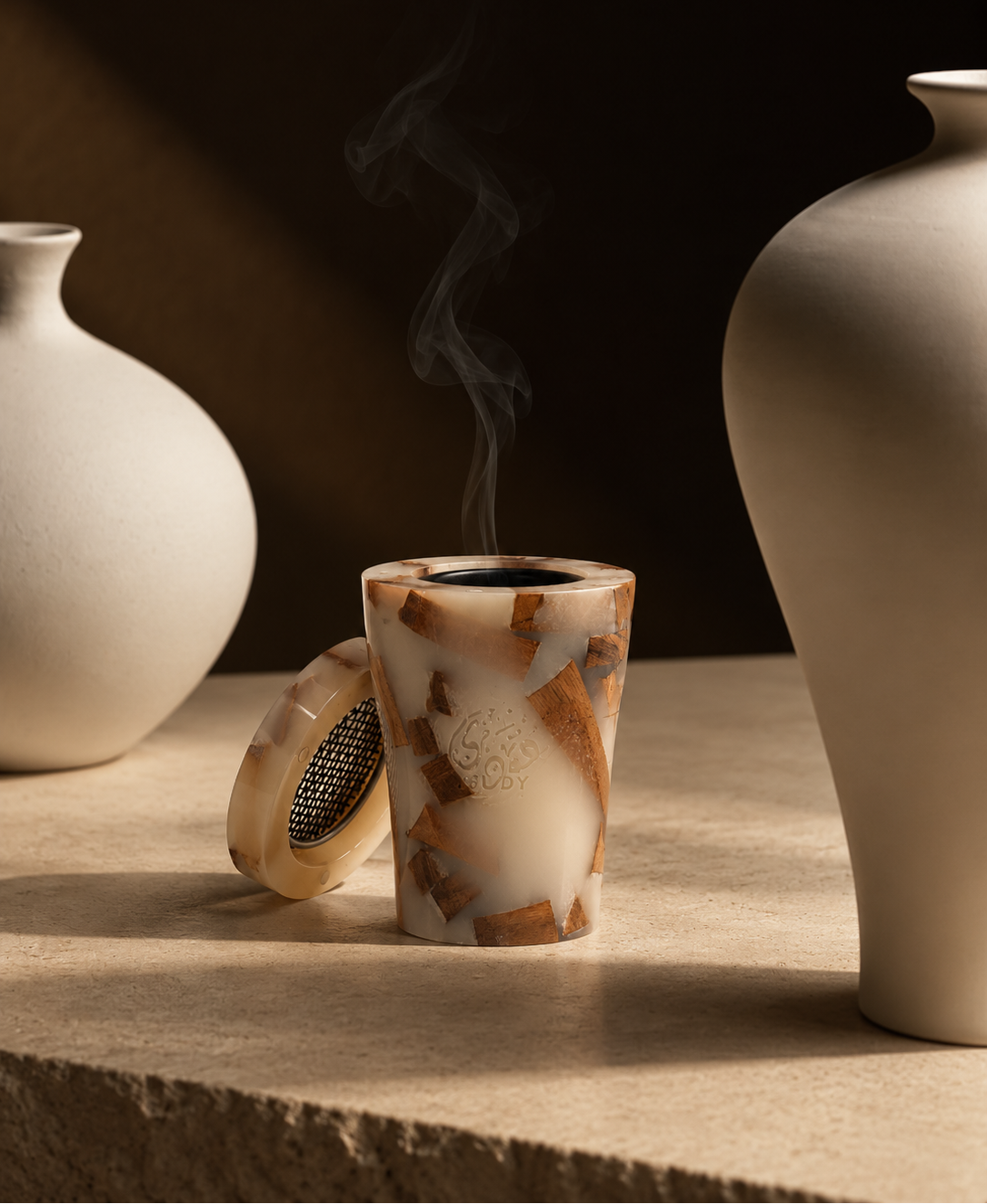 Luxury Resin & Wood Burner | White | 9"