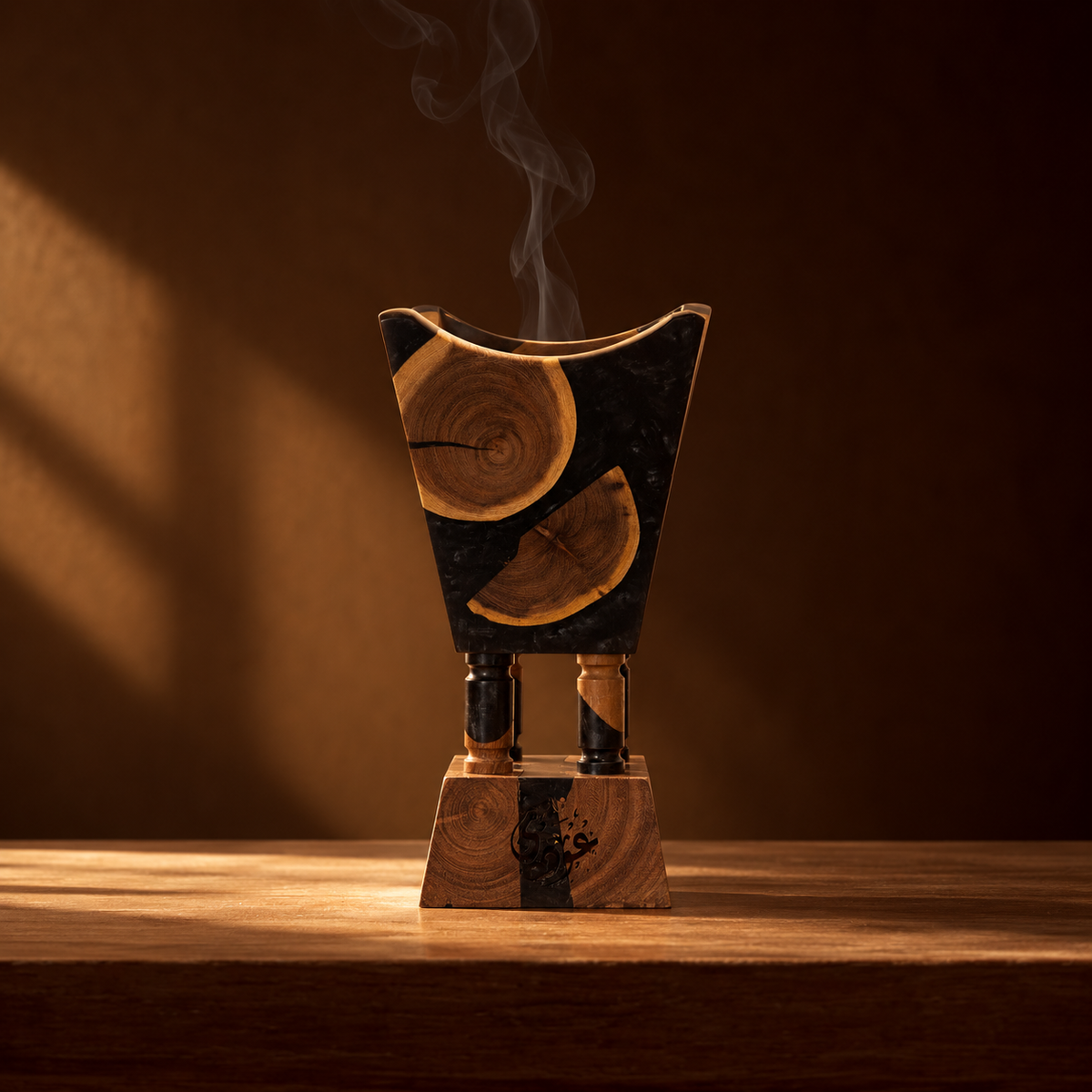 Luxury Resin & Wood Burner | Black | 9"